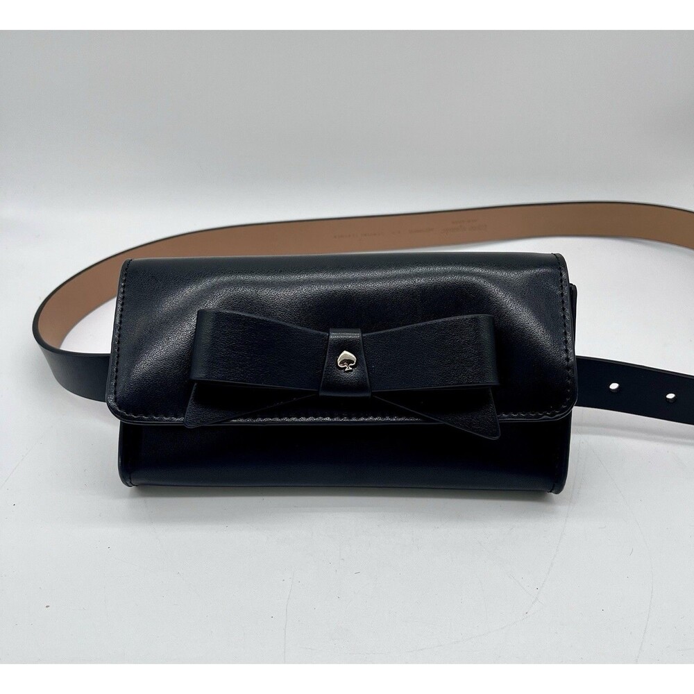 Kate Spade Bow Tie leather belt bag Fanny Pack ~ Black L/XL